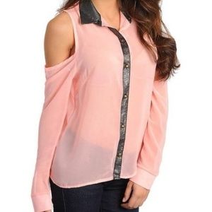 ‼️Last One‼️ Beige/Pink Chiffon Top